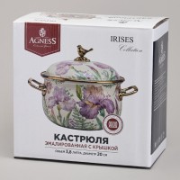 Кастрюля agness эмалированная с крышкой, серия фландрия, 3,8л, диа.20см (950-593)