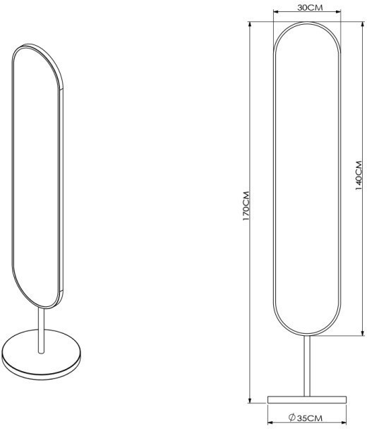 Зеркало напольное овальное рама золото d35*169см (TT-00013865)