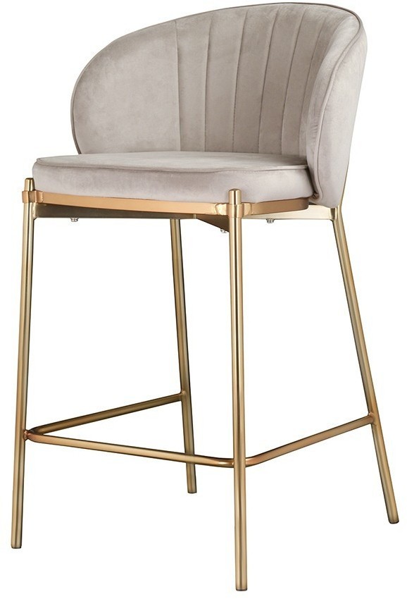 Стул полубарный coral, велюр, серо-бежевый (74553)