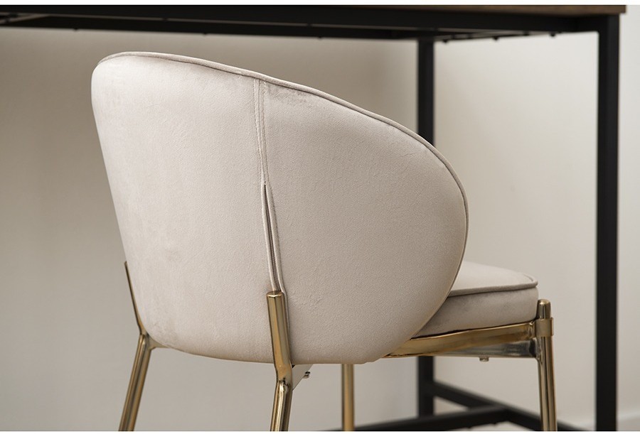 Стул полубарный coral, велюр, серо-бежевый (74553)