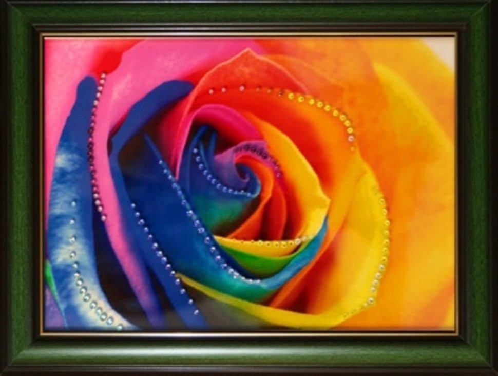 Картина Радужная роза с кристаллами Swarovski (1860)