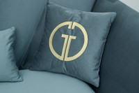 Диван Annette трехместный без мех,велюр бирюз.Colt1004/зол 250*100*95 (TT-00012928)