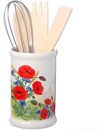 Набор кухонных принадлежностей с подставкой Цветущие Маки LORAINE (60290)