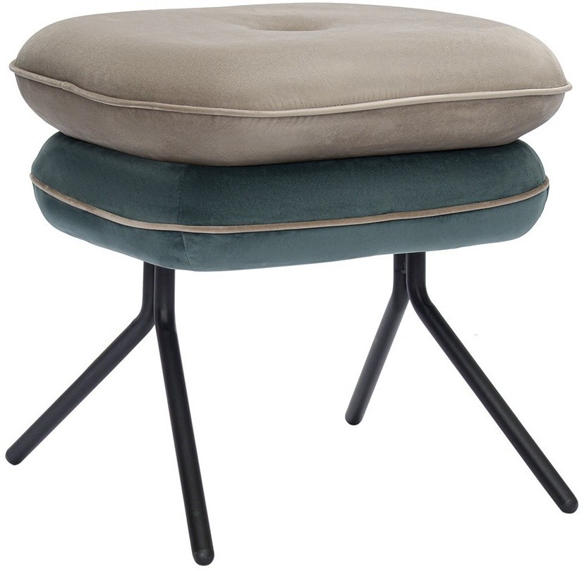 Пуф pea, велюр, бежевый/сине-зеленый (76128)