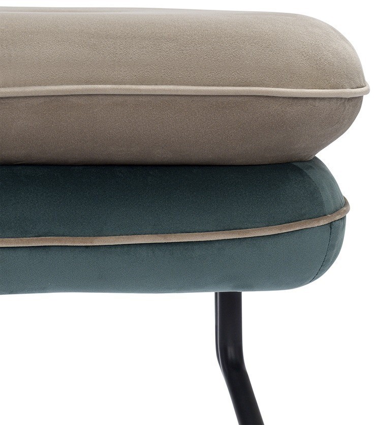 Пуф pea, велюр, бежевый/сине-зеленый (76128)