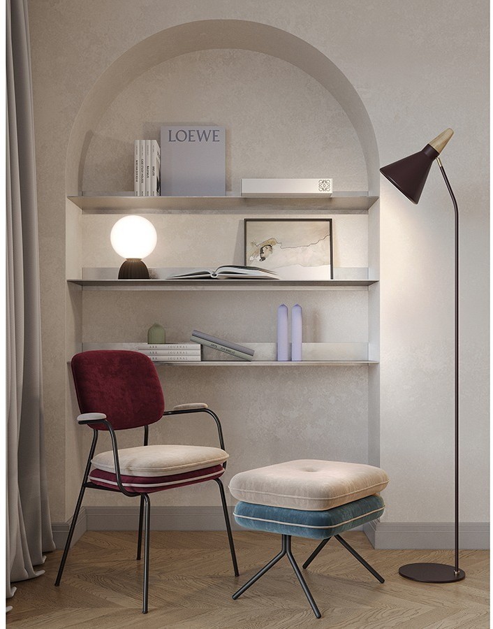 Пуф pea, велюр, бежевый/сине-зеленый (76128)