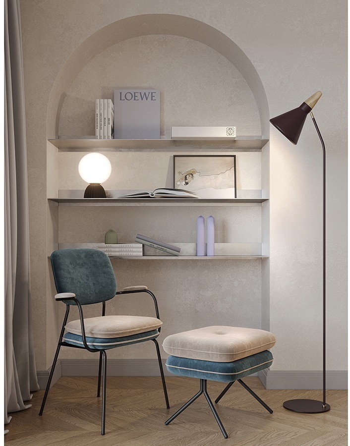 Пуф pea, велюр, бежевый/сине-зеленый (76128)