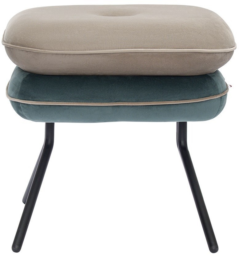 Пуф pea, велюр, бежевый/сине-зеленый (76128)