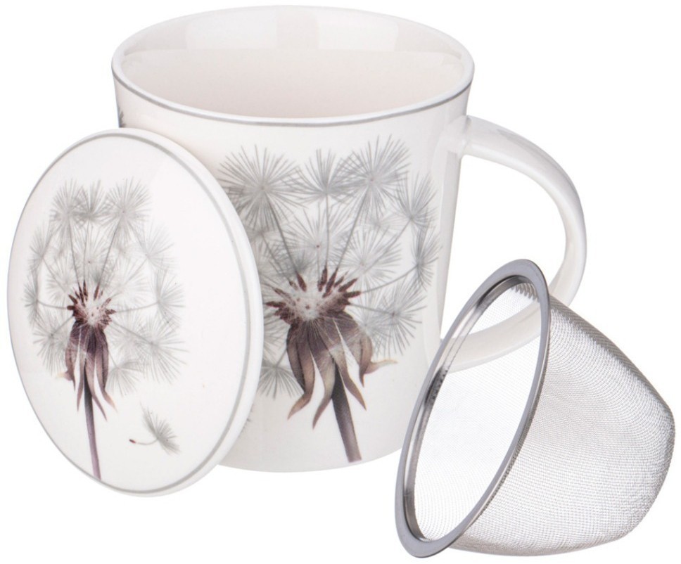 Кружка заварочная lefard dandelion с металл. ситом и фарфор. крышкой 320 мл (87-288)