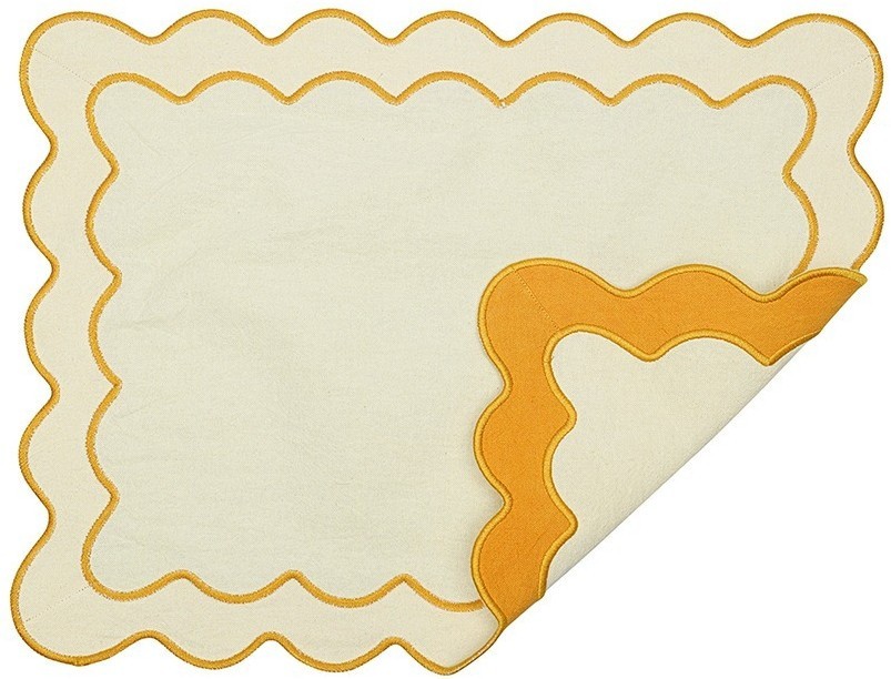 Салфетка под приборы с контрастным кантом горчичного цвета из коллекции trendy ruffles, 35х45 см (78892)
