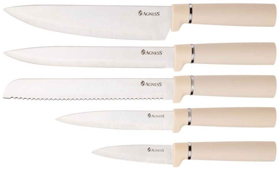 Набор из 10пр: 5 ножей, 4 доски и подставка agness (671-202)