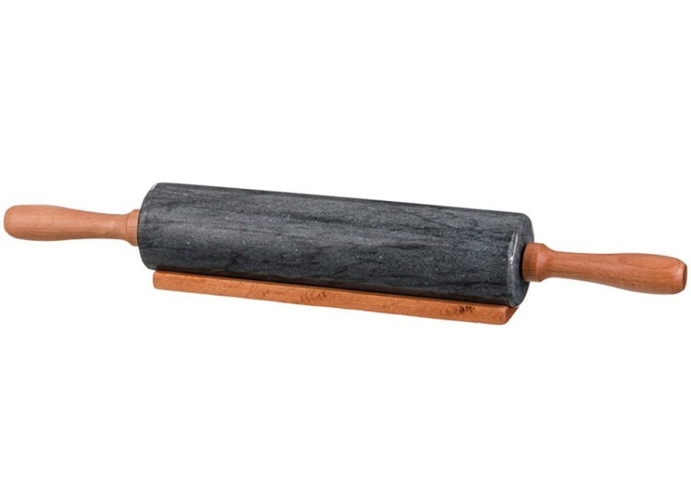 Скалка agness мраморная с деревянными ручками длина=46 см диаметр=6 см Agness (925-109)