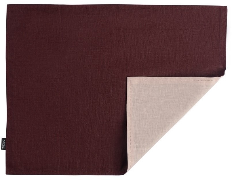 Салфетка под приборы из умягченного льна с декоративной обработкой бордо/розовый essential, 35х45 см (63131)