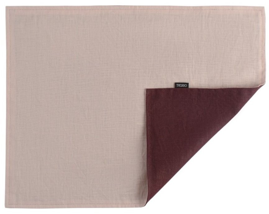 Салфетка под приборы из умягченного льна с декоративной обработкой бордо/розовый essential, 35х45 см (63131)