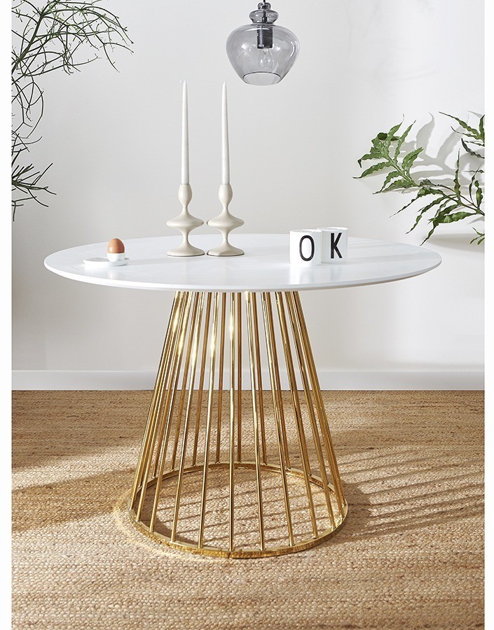 Стол обеденный tyra, D110 см, белый/золотой (75790)