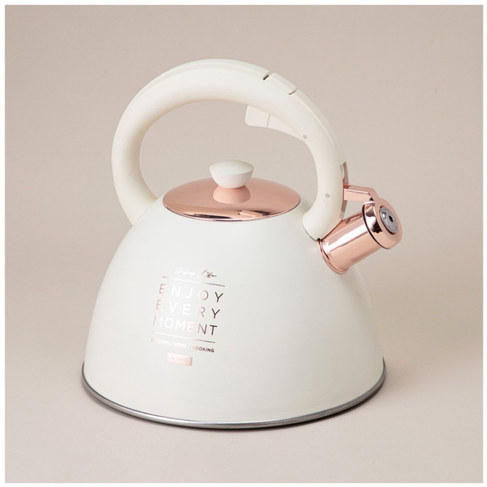 Чайник agness со свистком, серия тюдор, 3,0 л термоаккумулирующее дно, индукция (908-070)
