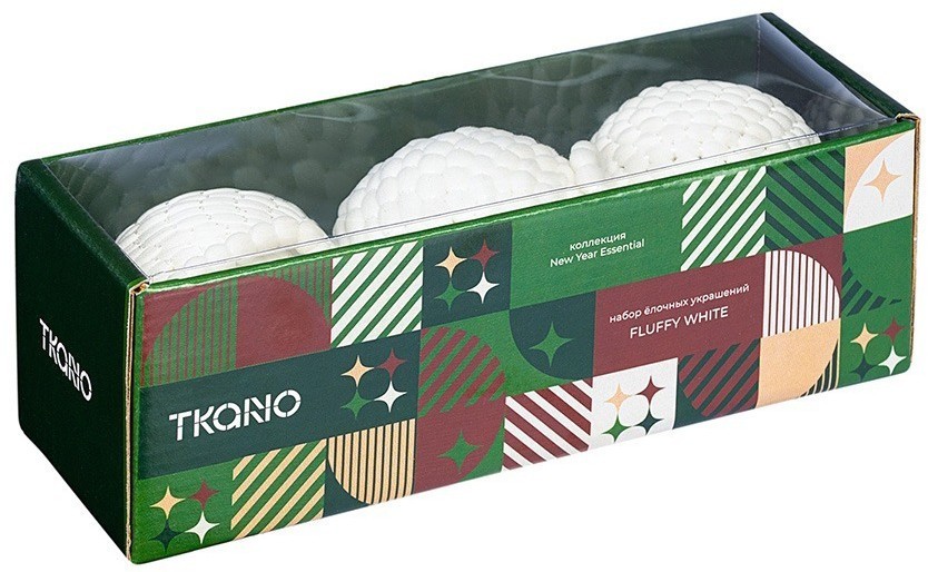 Набор ёлочных украшений fluffy white из коллекции new year essential, 3 шт. (78333)