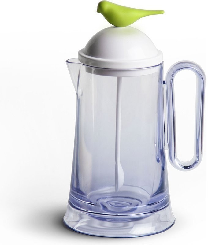 Кувшин с ложкой sparrow, белый с зеленым декором (64751)