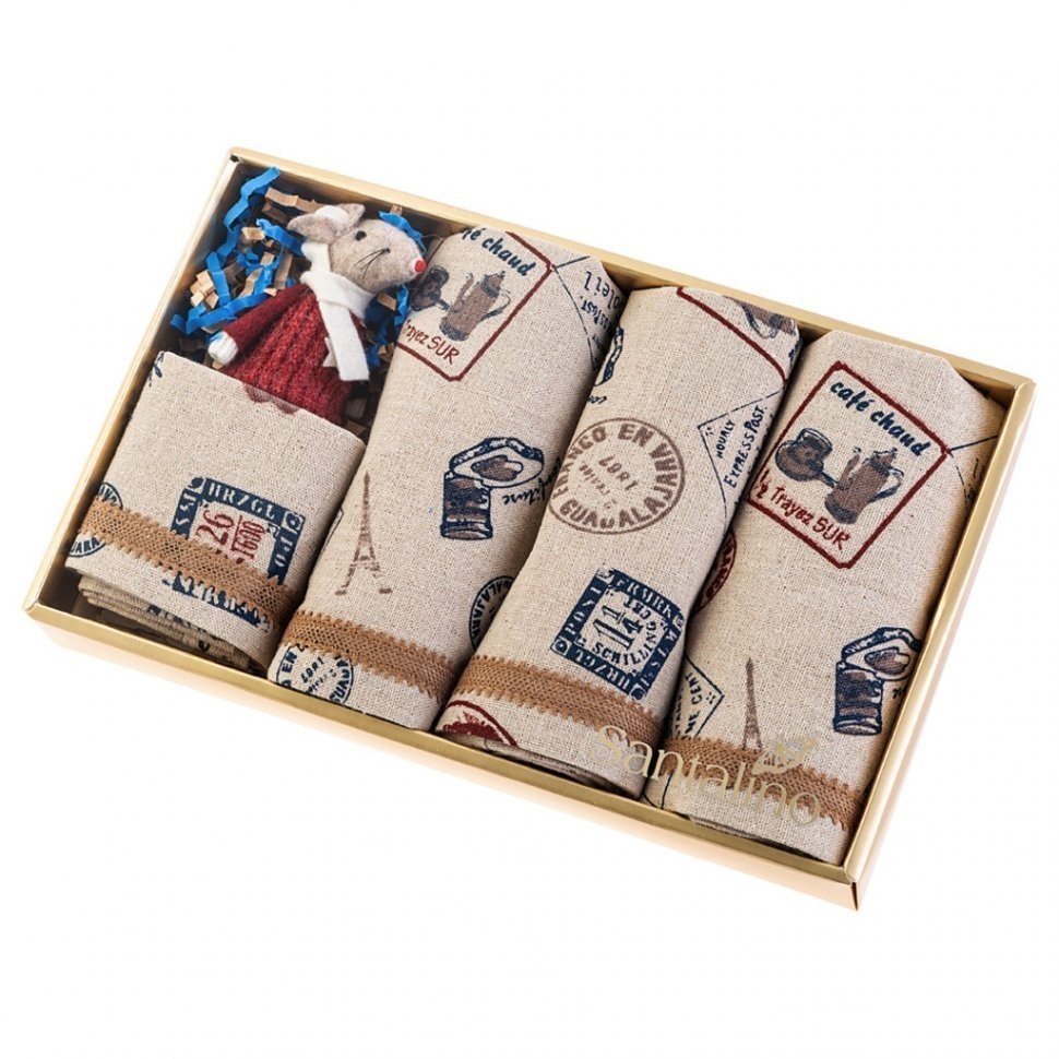 Набор салфеток из 4-х шт "рататуй",40х40см, 100% х\б, бежевый SANTALINO (850-454-11)