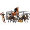Игрушки фигурки в наборе серии "На ферме", 8 предметов (фермер, лошадь и семья овец, ограждение-загон, инвентарь) (ММ205-030)