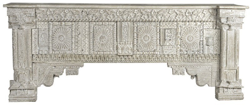 Консоль XIX век, Индия PA14662-W, Тиковое дерево, bleached white, ROOMERS ANTIQUE