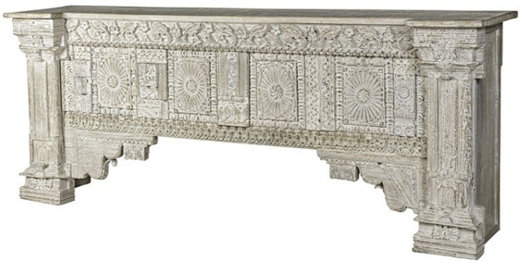 Консоль XIX век, Индия PA14662-W, Тиковое дерево, bleached white, ROOMERS ANTIQUE