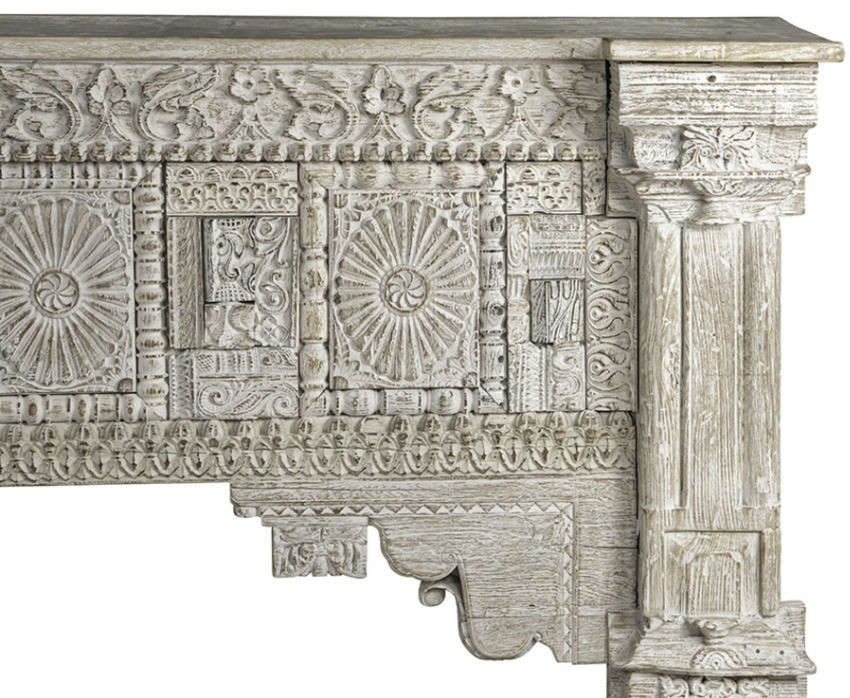 Консоль XIX век, Индия PA14662-W, Тиковое дерево, bleached white, ROOMERS ANTIQUE