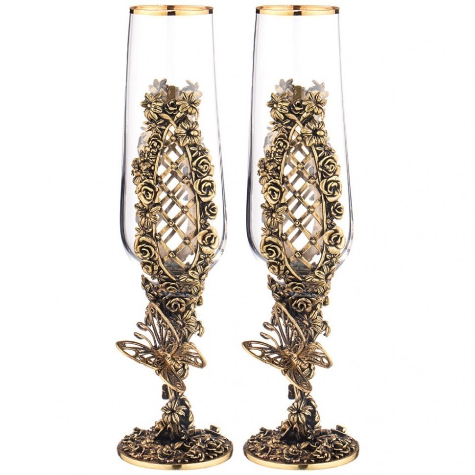 Набор из 2-х бокалов для шампанского "цветочная фантазия" 180 мл ООО Пхк (385-530)