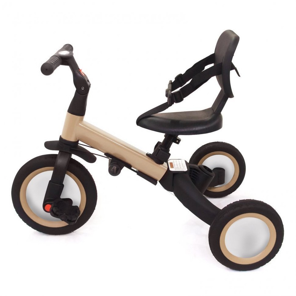 Детский беговел-велосипед 4в1 с родительской ручкой, бежевый (TR007-BEIGE)