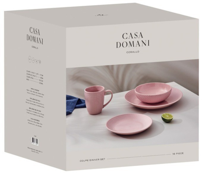 Обеденный набор Corallo, 4 персоны, 16 предметов, розовый - CD497-IK0121 Casa Domani