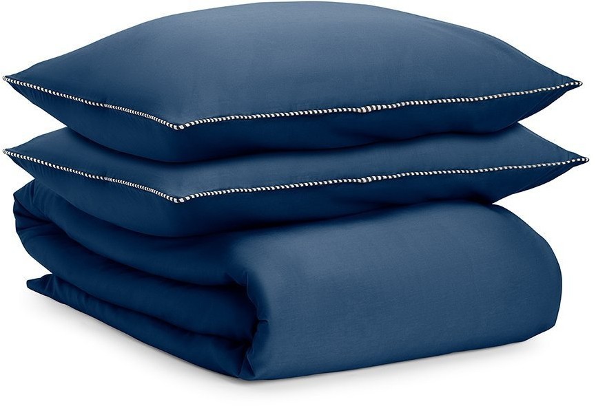 Комплект постельного белья темно-синего цвета с контрастным кантом из коллекции essential, 150х200 см (73724)