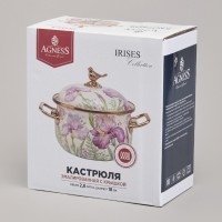 Кастрюля agness эмалированная с крышкой, серия фландрия, 2,8л, диа.18см (950-592)