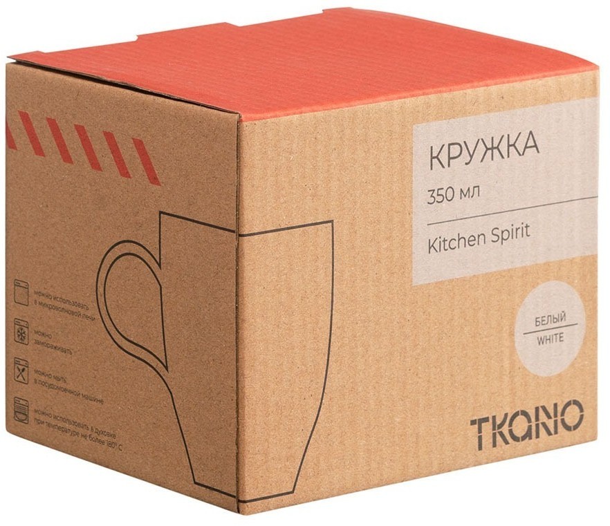 Кружка из фарфора белого цвета из коллекции kitchen spirit, 350 мл (73605)