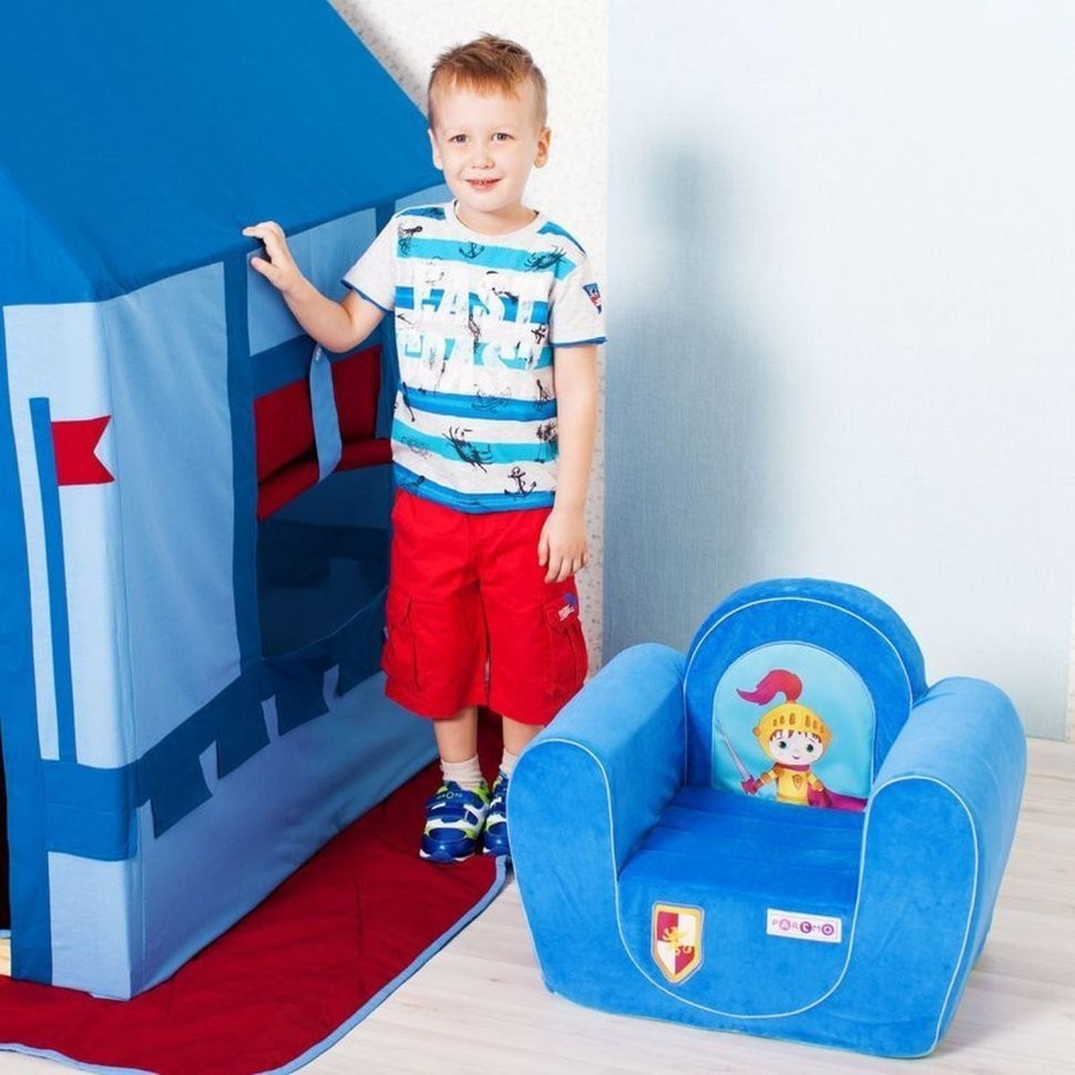 Бескаркасное (мягкое) детское кресло "Рыцарь", цв. Голубой (PCR316-02)