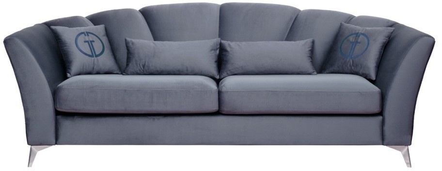 Диван Annette трехместный без мех,велюр сапфир Colt1006/хром 250*100*95 (TT-00012929)