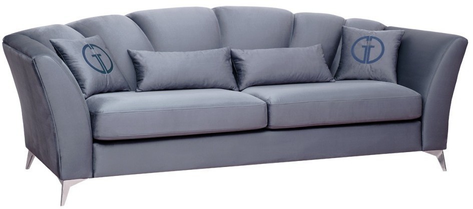 Диван Annette трехместный без мех,велюр сапфир Colt1006/хром 250*100*95 (TT-00012929)