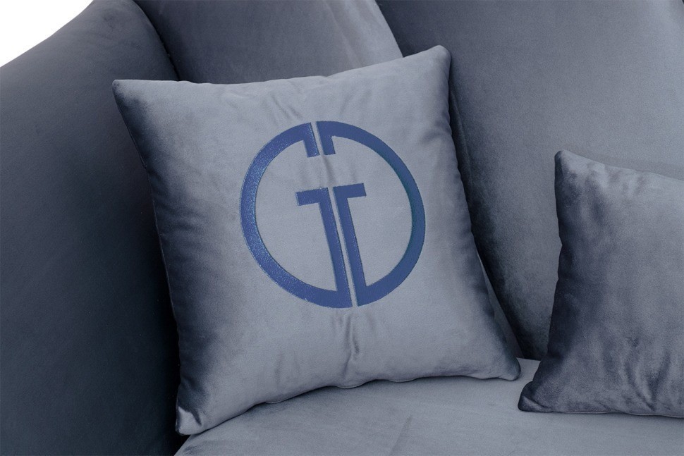 Диван Annette трехместный без мех,велюр сапфир Colt1006/хром 250*100*95 (TT-00012929)