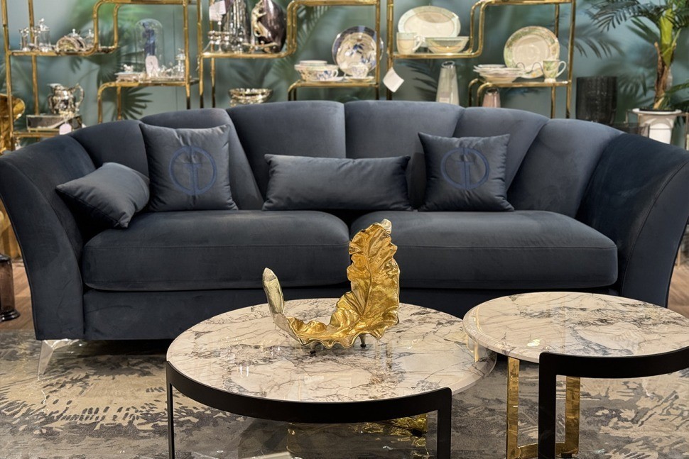 Диван Annette трехместный без мех,велюр сапфир Colt1006/хром 250*100*95 (TT-00012929)