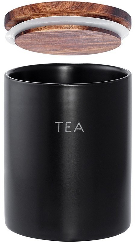 Банка керамическая для хранения чая, 650 мл, черная (78752)