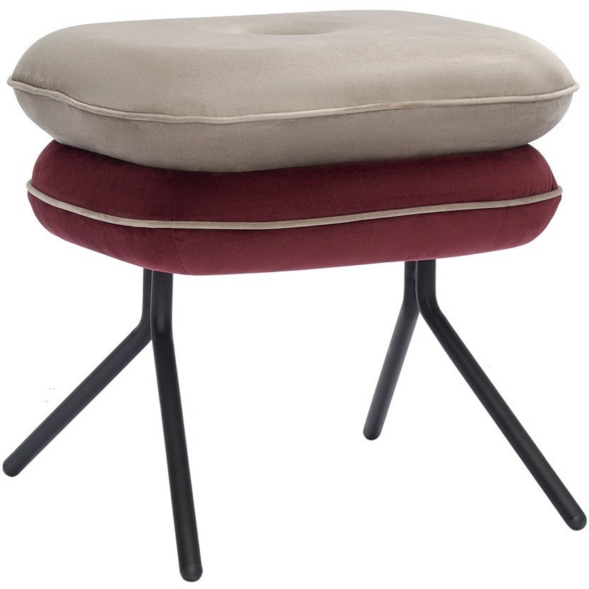 Пуф pea, велюр, бежевый/бордовый (76126)