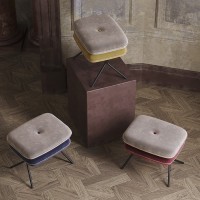 Пуф pea, велюр, бежевый/бордовый (76126)