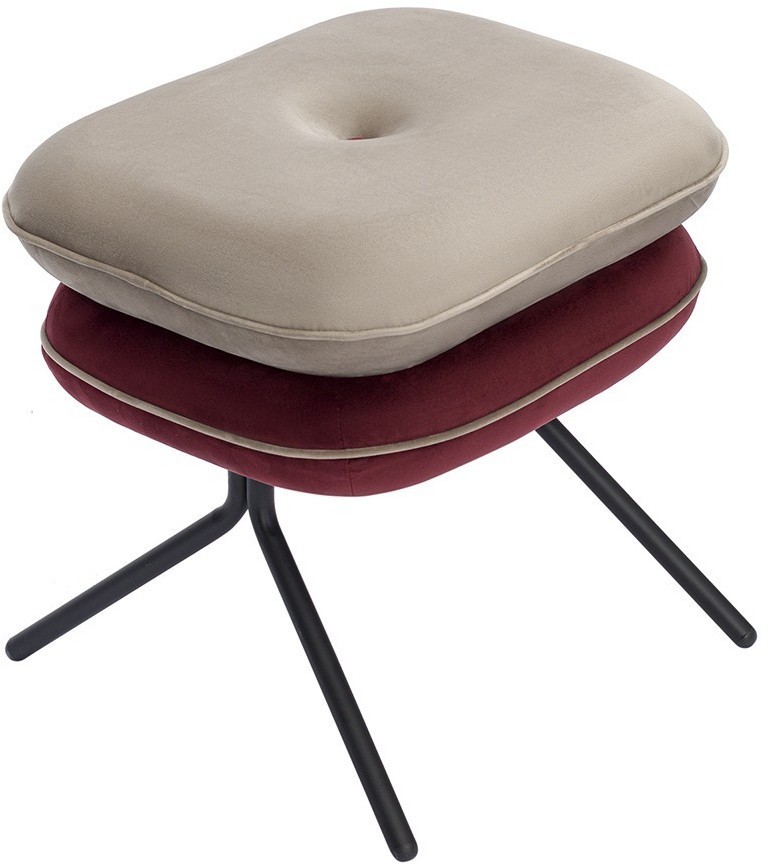 Пуф pea, велюр, бежевый/бордовый (76126)