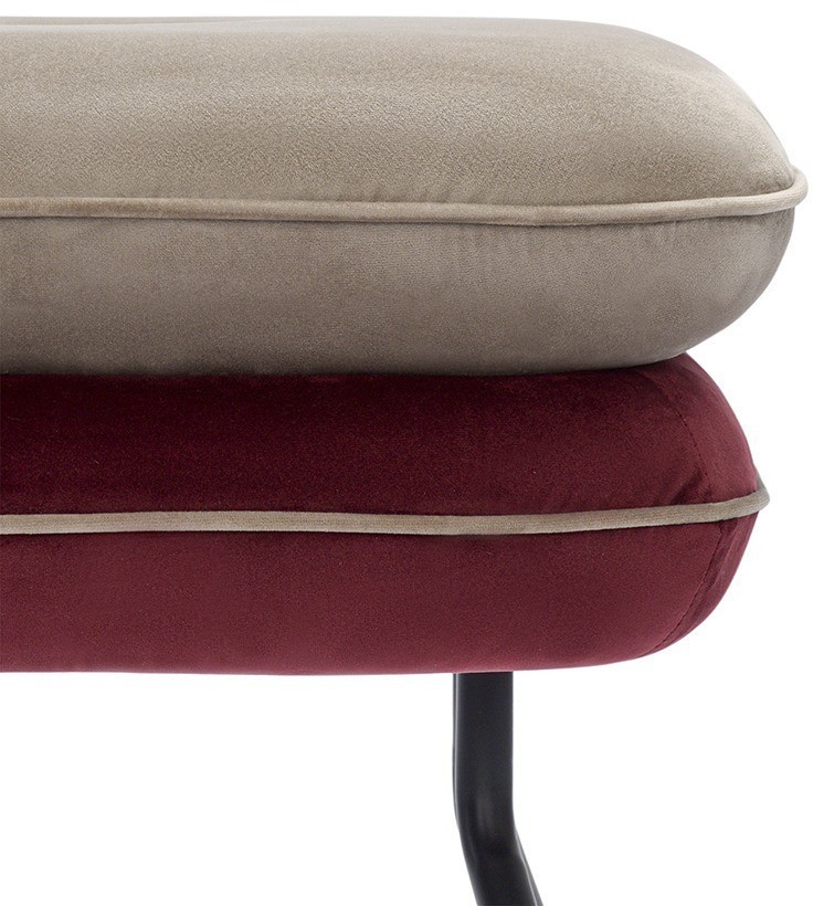 Пуф pea, велюр, бежевый/бордовый (76126)