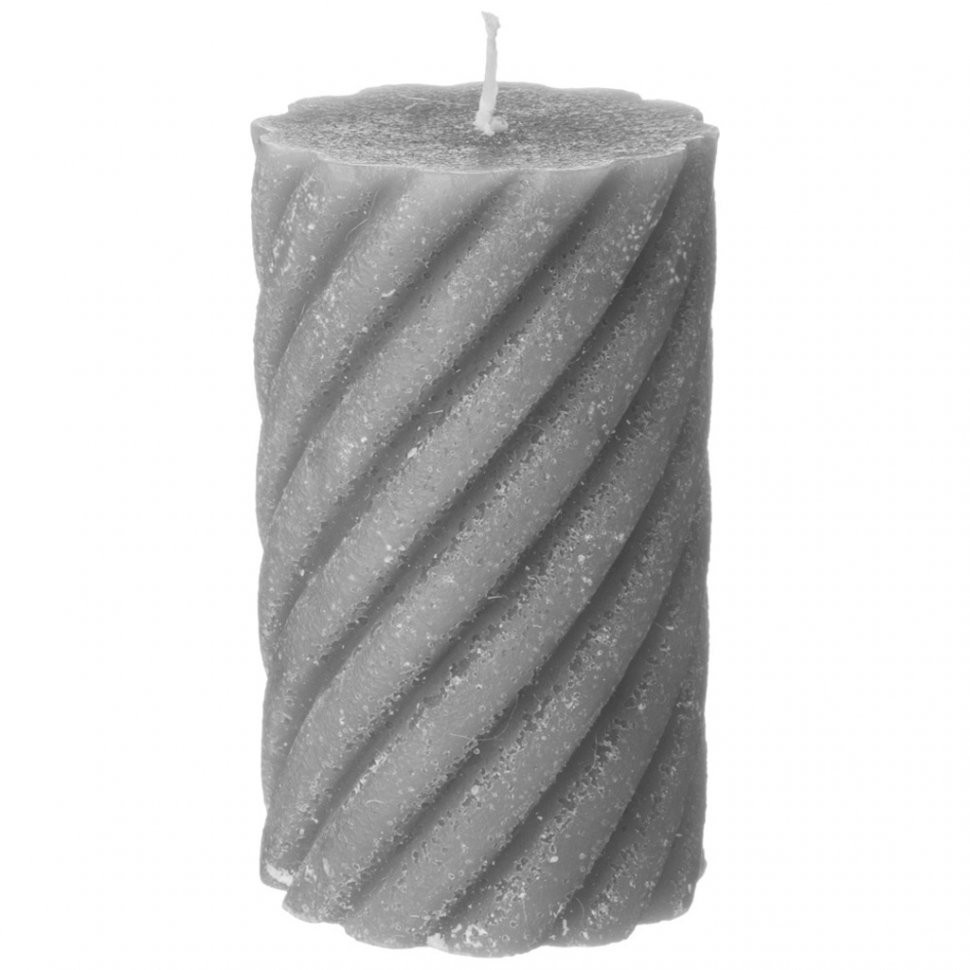 Свеча столбик фигурная витая d7*12 см серая (TT-00010926)