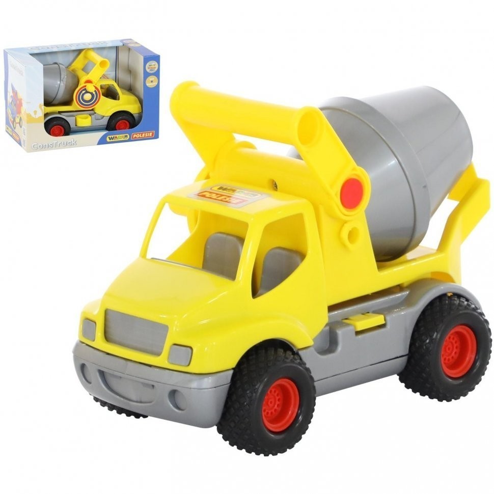 "КонсТрак", автомобиль-бетоновоз жёлтый (в коробке) (44853_PLS)