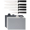Набор из 10пр: 5 ножей, 4 доски и подставка цвет черный  agness (671-203)