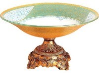 Фруктовница, 30 см, стекло голубая (484-1)