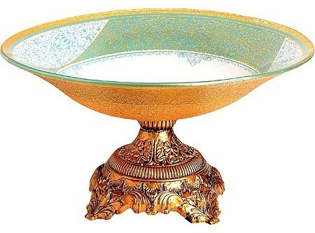 Фруктовница, 30 см, стекло голубая (484-1)