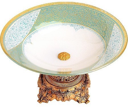 Фруктовница, 30 см, стекло голубая (484-1)