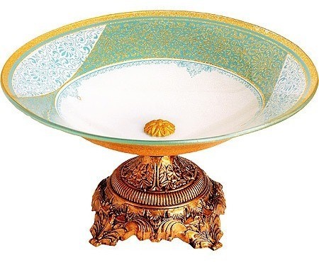 Фруктовница, 30 см, стекло голубая (484-1)